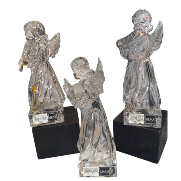 3 Mikasa Herald Collection Lead Crystal Angels Musical Instrument Germany 8.5" - Picture 9 of 11